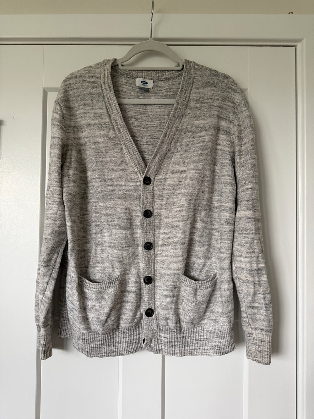 Light Gray V-Neck Button Cardigan Sweater